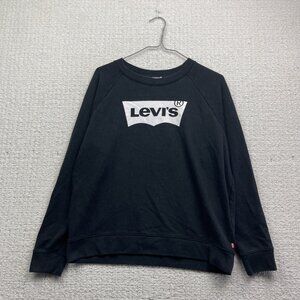 Levi's Graphic Sweatshirt Pullover Women Sz S Black w/ Classic Retro White Logo